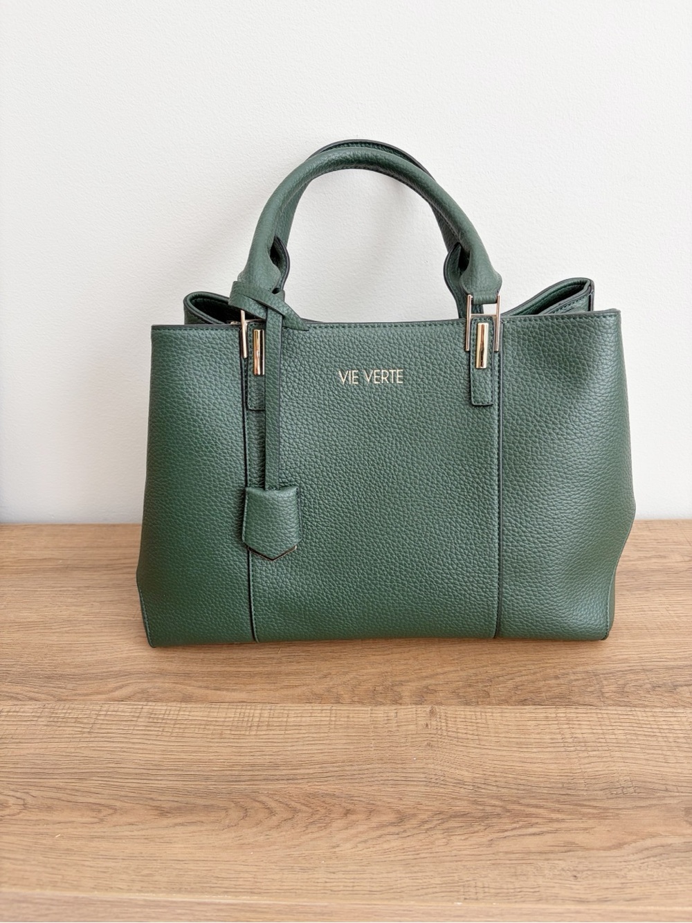 Luxury Vegan Leather Dark Green Pebbled Leather Satchel